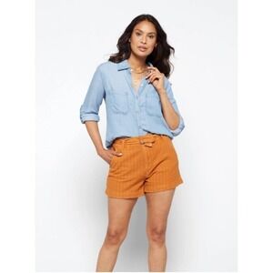 Women's KUT from the Kloth Justine Belted Shorts High Waist Casual Orange Size 8